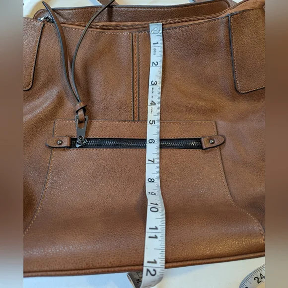 Realer Soft Brown Faux Leather Purse Handbag Large Bucket Hobo Crossbody - Picture 11 of 12